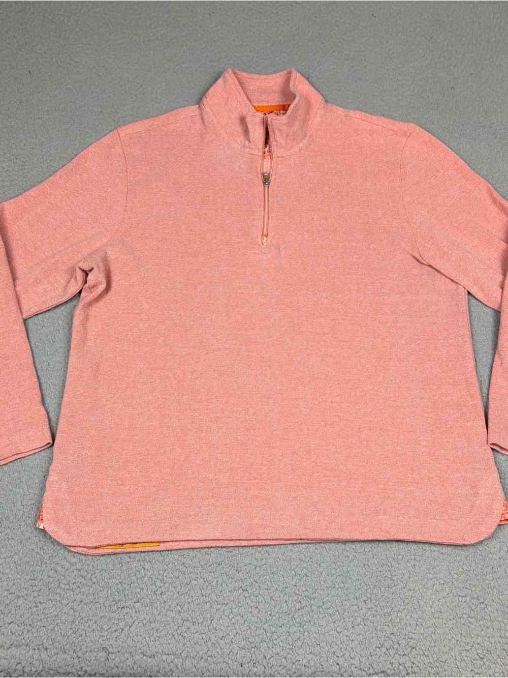Robert Graham 1/4 Zip Sweater Men's XL High Neck in Coral Orange Preppy